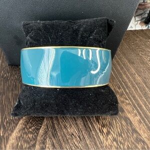 J. Crew Dark Teal Enamel & Gold Tone Bangle Bracelet